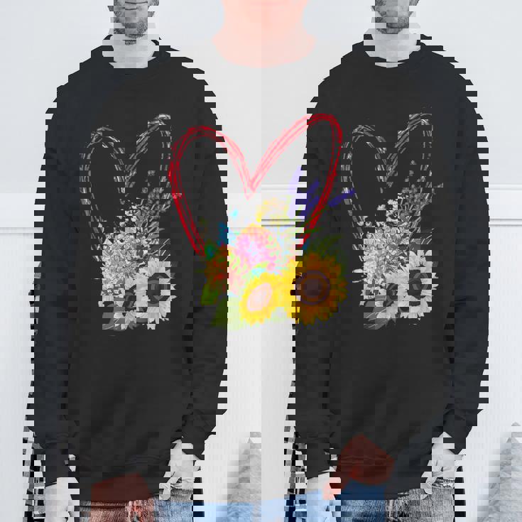 夏の花のデザイン、ひまわり、ラベンダー、アジサイ スウェットシャツ 高齢者への贈り物