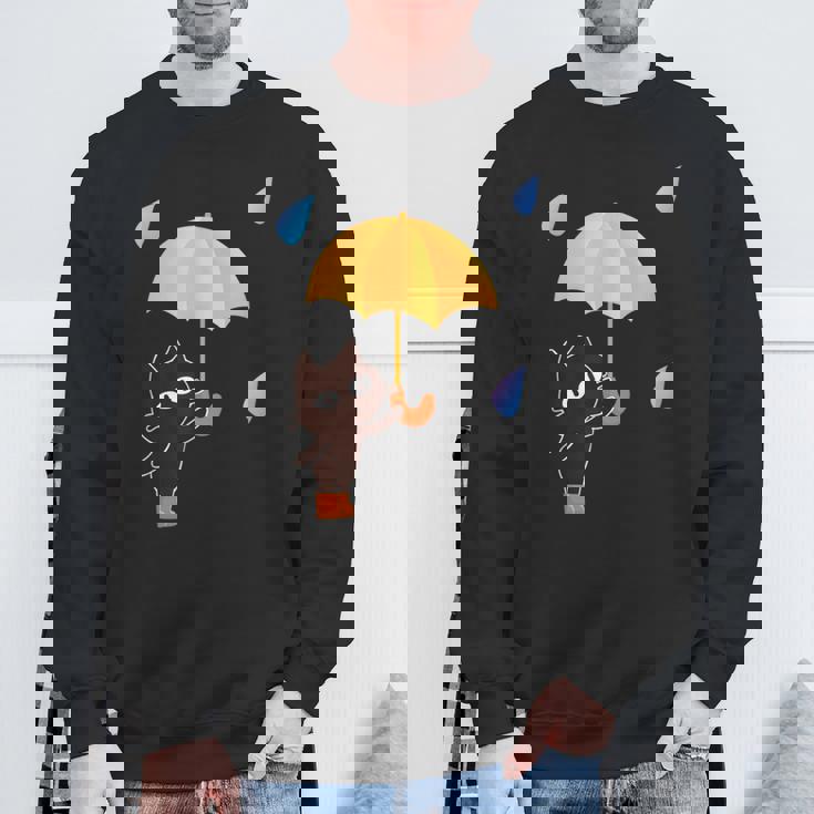 大人かわいい絵本の猫 雨の日 スウェットシャツ 高齢者への贈り物