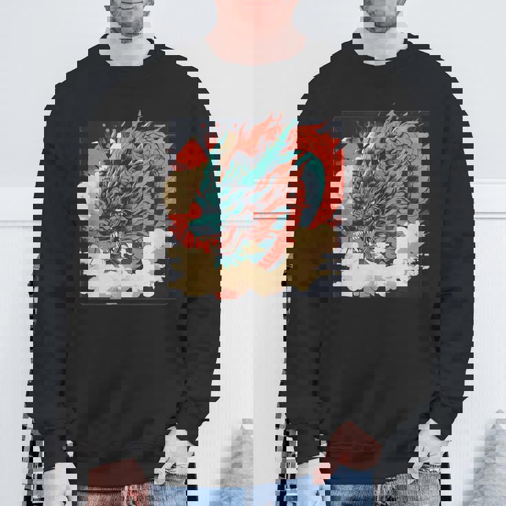 大胆でクールな外観の素晴らしい日本のドラゴン。 スウェットシャツ 高齢者への贈り物