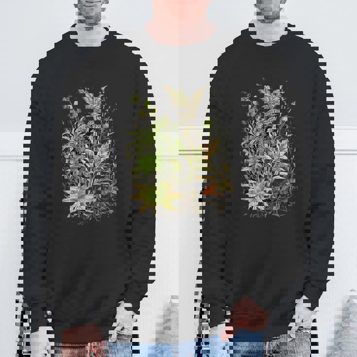 大麻植物とつぼみ 420 草 麻 サティバ インディカ ポットヘッド スウェットシャツ 高齢者への贈り物