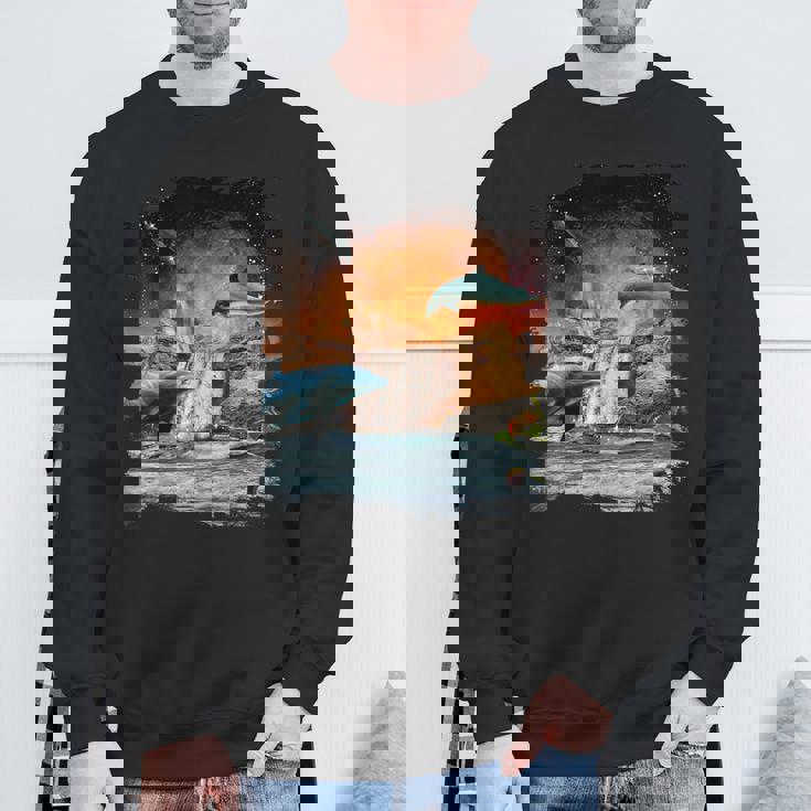 天体金星イルカ、宇宙惑星銀河ドルフィンズ スウェットシャツ 高齢者への贈り物