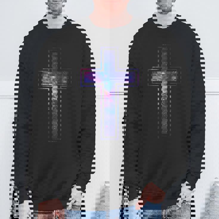 天空のシルエット信仰星銀河クリスチャンクロス スウェットシャツ 高齢者への贈り物