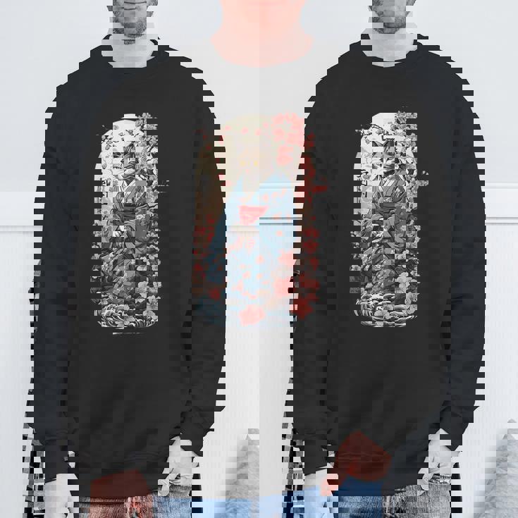 妖怪猫 着物美桜風 スウェットシャツ 高齢者への贈り物