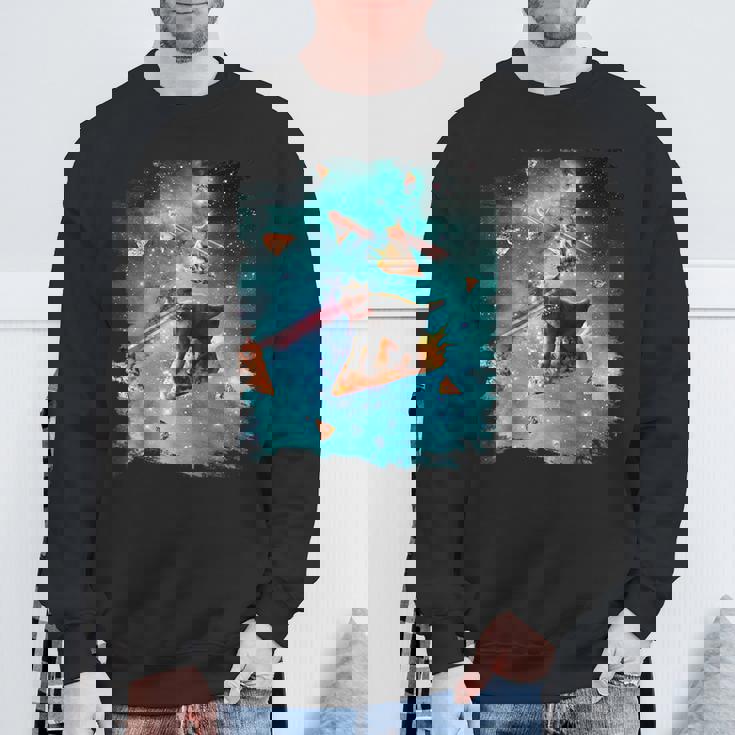 宇宙 レーザー目 猫 ピザに乗る猫 ギャラクシーキャット スウェットシャツ 高齢者への贈り物