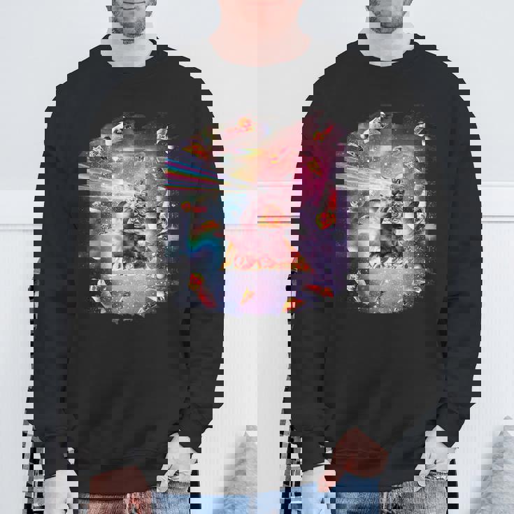 宇宙ピザ猫-レインボーレーザー、タコス、ブリトー スウェットシャツ 高齢者への贈り物