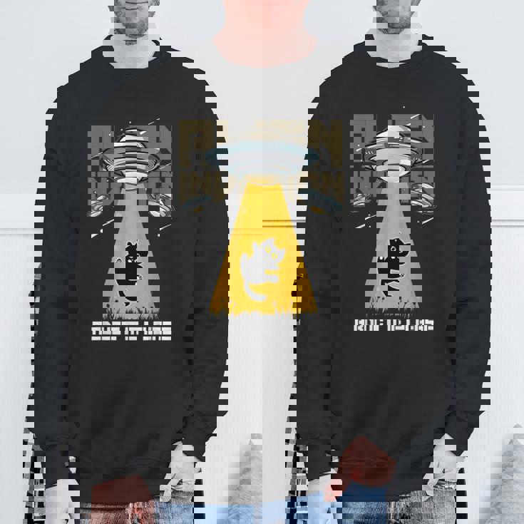 宇宙人 侵略 Abduct Me Please 宇宙船 おもしろ猫 Ufo スウェットシャツ 高齢者への贈り物