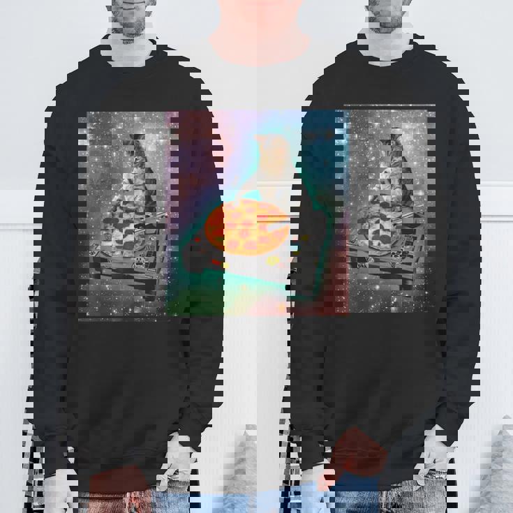 宇宙宇宙 ギャラクシー 宇宙 猫 ピザ Dj 面白い かわいい コズミック スウェットシャツ 高齢者への贈り物