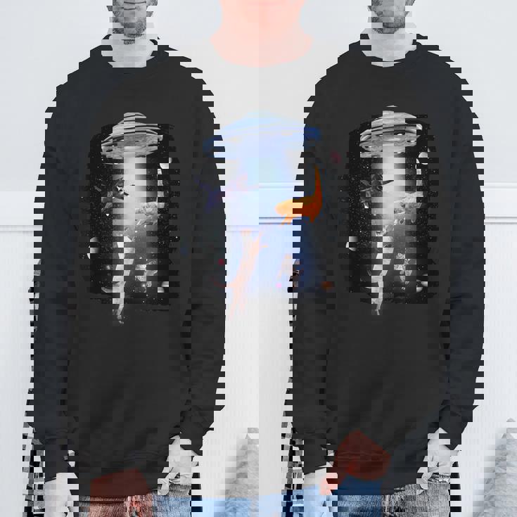 宇宙猫 面白い宇宙猫銀河ufoエイリアンアブダクション スウェットシャツ 高齢者への贈り物