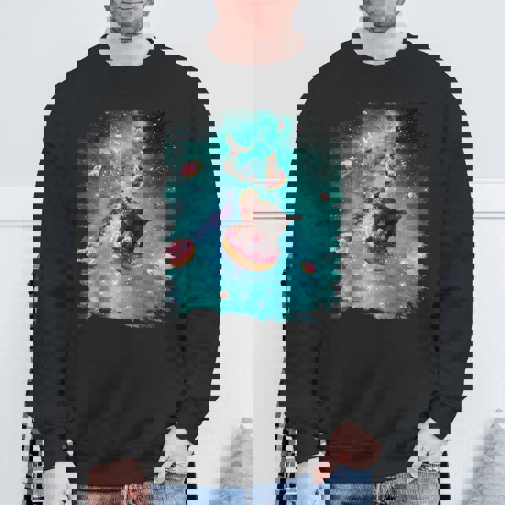 宇宙猫 ドーナツに乗るドーナツ 銀河猫 スウェットシャツ 高齢者への贈り物