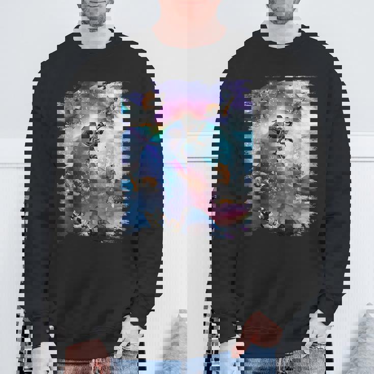 宇宙猫 乗馬サメ ギャラクシー レインボーキャット オンシャークス スウェットシャツ 高齢者への贈り物