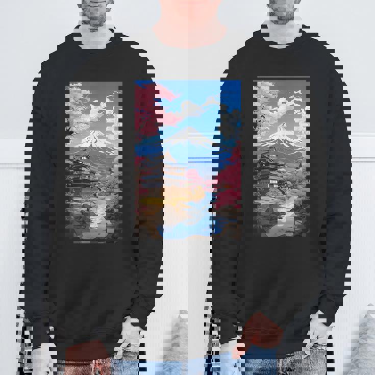 寺と富士山のある日本の風景 スウェットシャツ 高齢者への贈り物