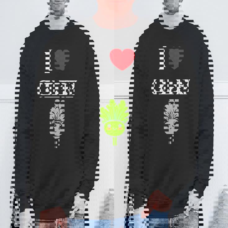 小さな野菜 セロリ ミニマリスト かわいい シンプル セロリ I Love Celery スウェットシャツ 高齢者への贈り物