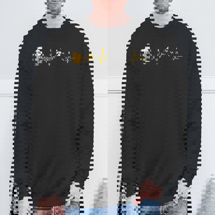 山とビール ハートビート 山小屋 ハイキング アルプス 登山 スウェットシャツ 高齢者への贈り物