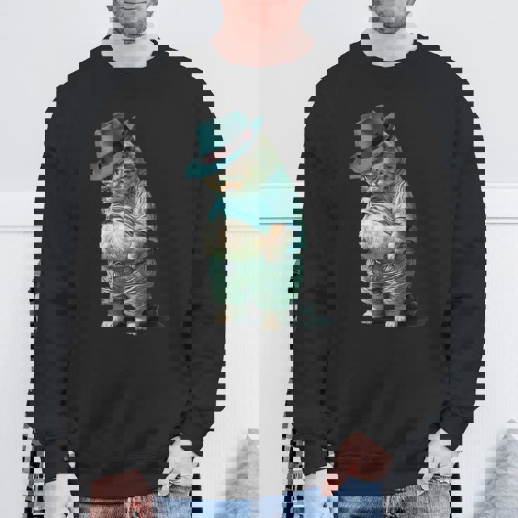 帽子をかぶった面白い太った猫 Ia アート デザイン太った子猫猫愛好家 スウェットシャツ 高齢者への贈り物