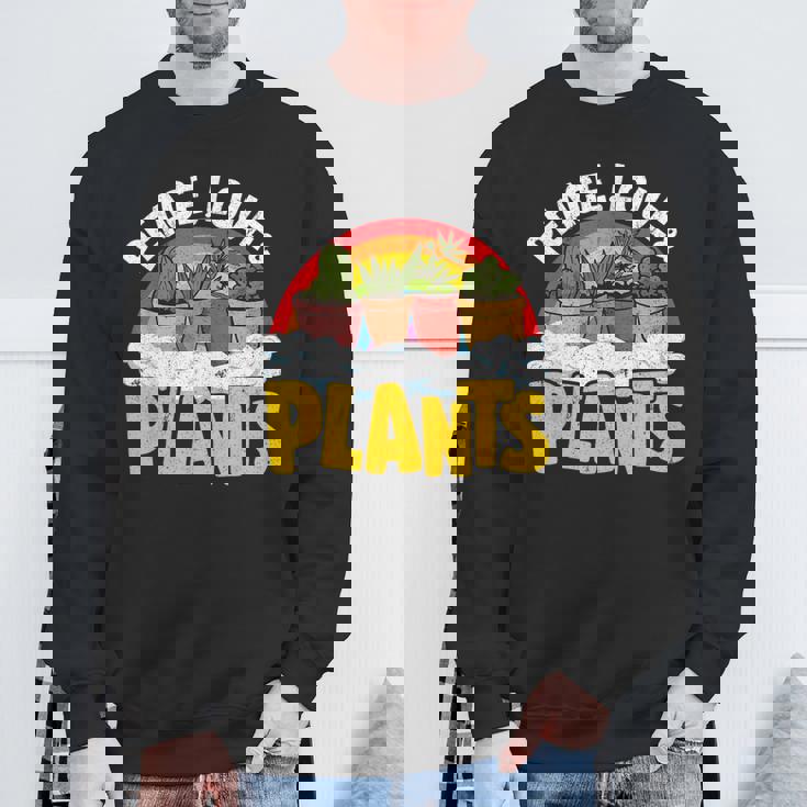 平和 愛&植物 レトロ レインボー 多肉植物 植物庭師 スウェットシャツ 高齢者への贈り物