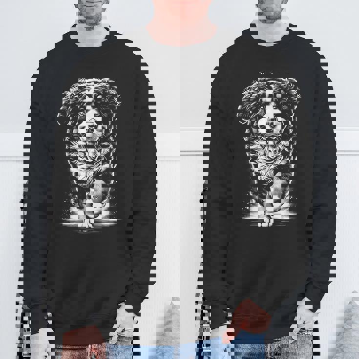 幸せなポーズでかわいいバーニーズマウンテンドッグ スウェットシャツ 高齢者への贈り物