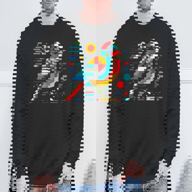 幾何学的 ミニマリズム モダン イラスト スズメ 鳥 アート スウェットシャツ 高齢者への贈り物