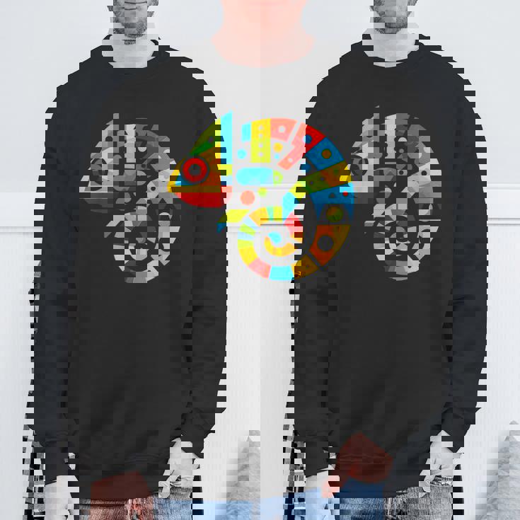 幾何学的ミニマリズム イラスト カメレオン 爬虫類 スウェットシャツ 高齢者への贈り物