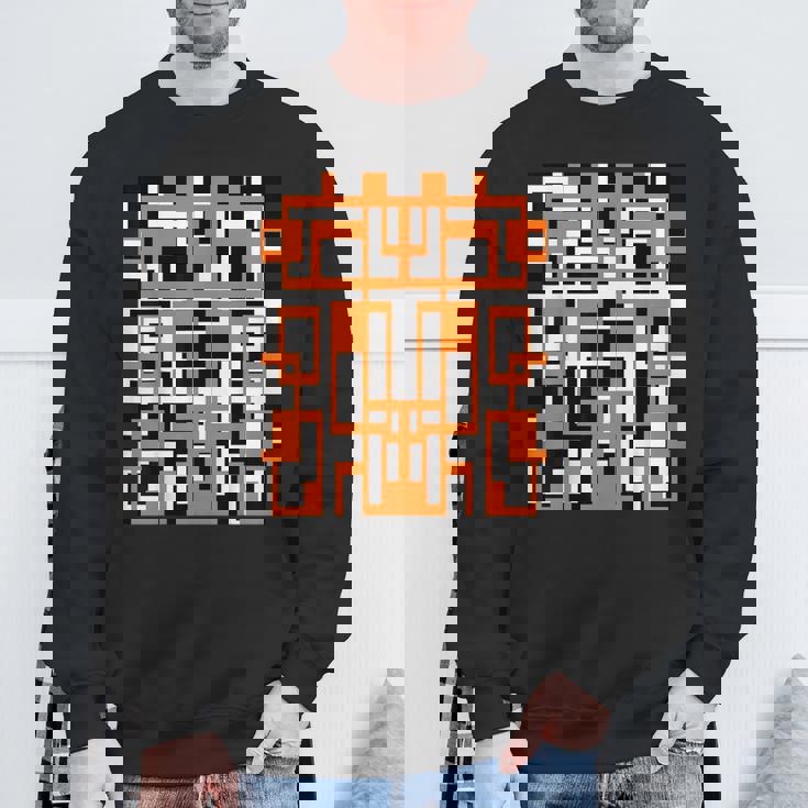 幾何学的図形 パターン オレンジ 白 黒 背景 スウェットシャツ 高齢者への贈り物