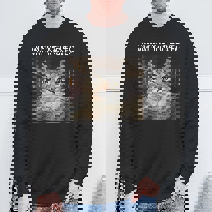 待ってよヤギの愚かな猫のミーム スウェットシャツ 高齢者への贈り物