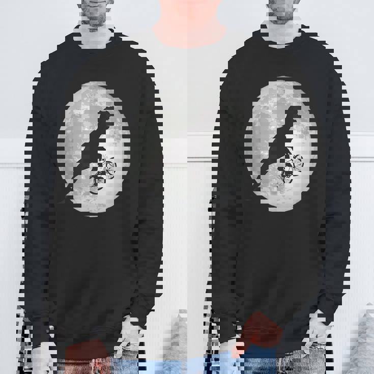 恐竜 ダイナソー 面白いtシャツ ティラノサウルス 月と自転車 サイクリング アート メンズ 子供 おもしろ 服 ネタ スウェットシャツ 高齢者への贈り物