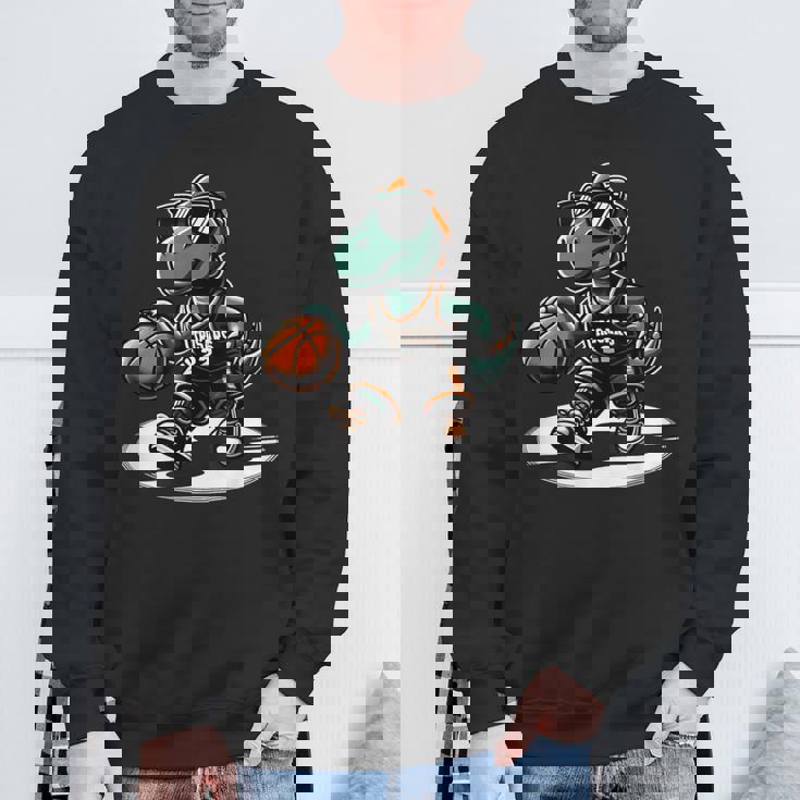 恐竜 バスケットボール T-Rex スポーツプレーヤー コーチ 面白い 男の子向け スウェットシャツ 高齢者への贈り物