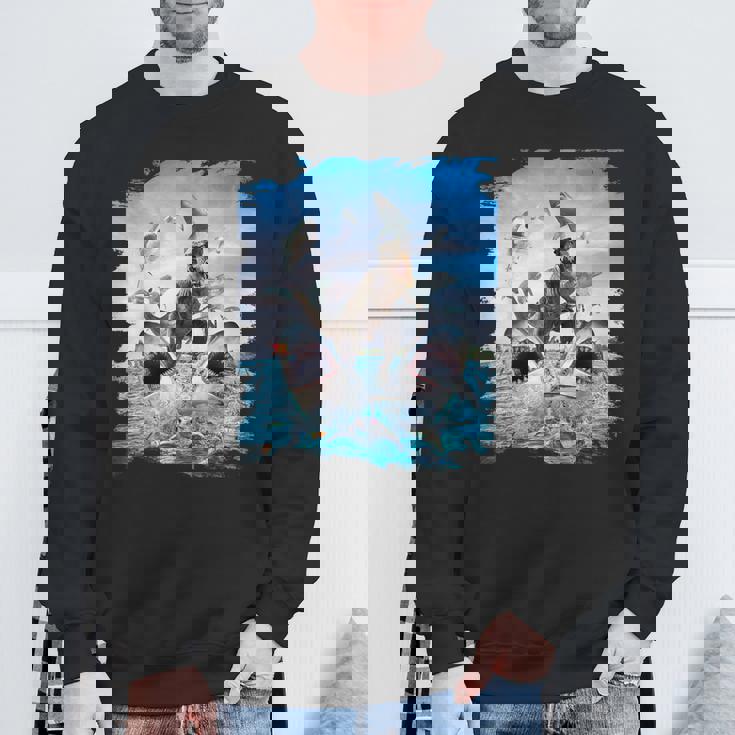 恐竜乗馬サメ ビーチオーシャンサメ サングラス 面白い スウェットシャツ 高齢者への贈り物