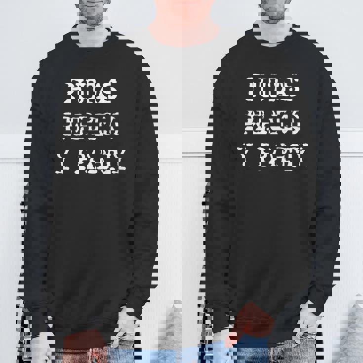 愉快なスペインの飲酒 男性用 引用句 Putas Perico Y Party スウェットシャツ 高齢者への贈り物