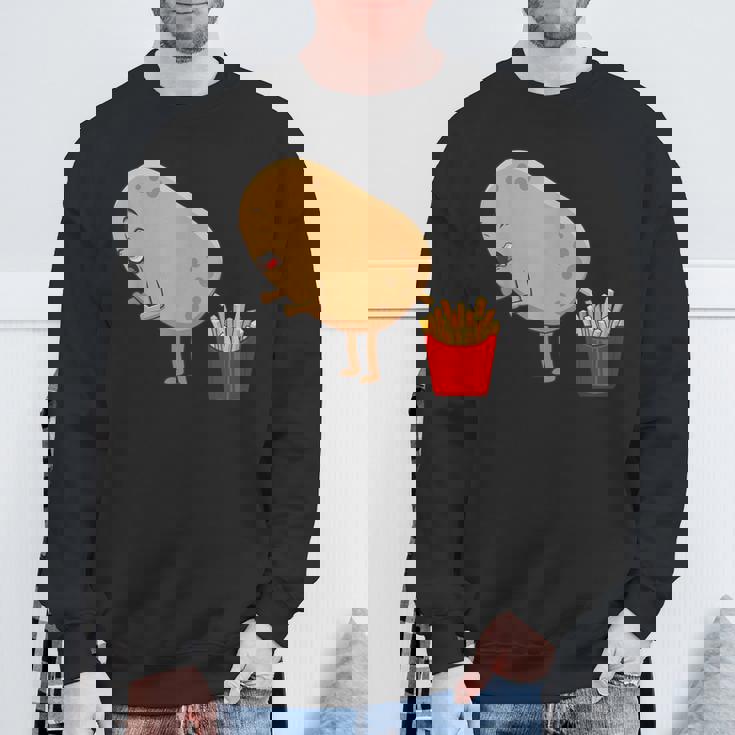 愉快なフライドポテト食べ物デザイン 男女兼用 スウェットシャツ 高齢者への贈り物