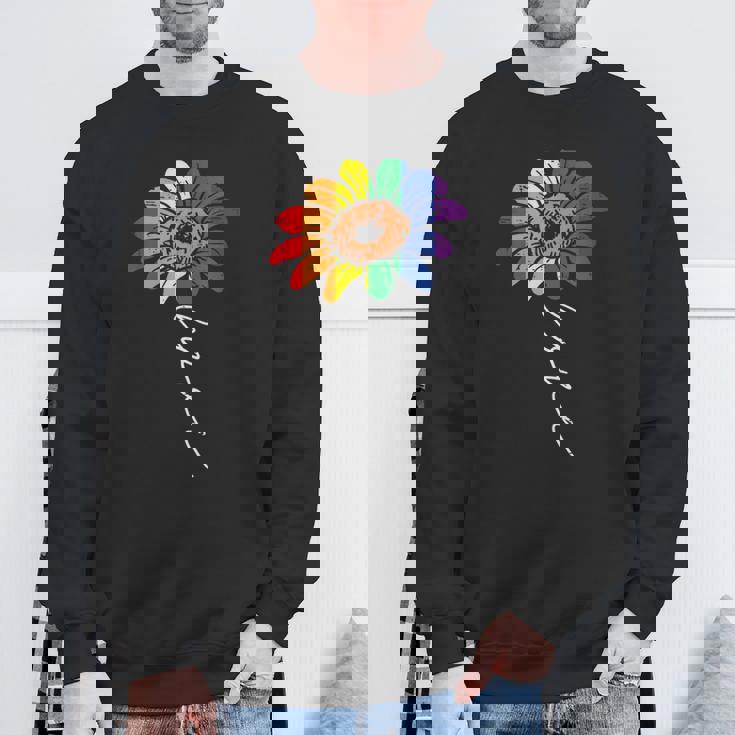 愛のヒマワリ 花柄 Lgbtq レインボーフラッグ ゲイプライド アライ スウェットシャツ 高齢者への贈り物