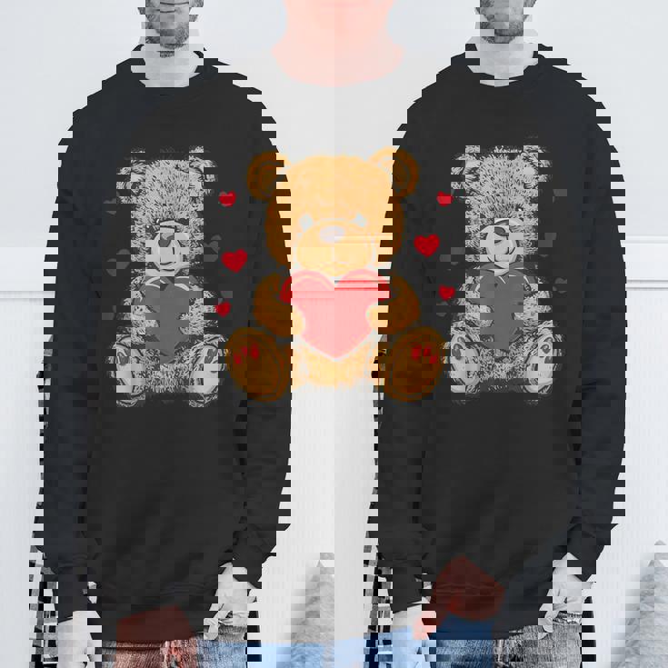 愛らしいハート付きテディベア ラブぬいぐるみ スウェットシャツ 高齢者への贈り物