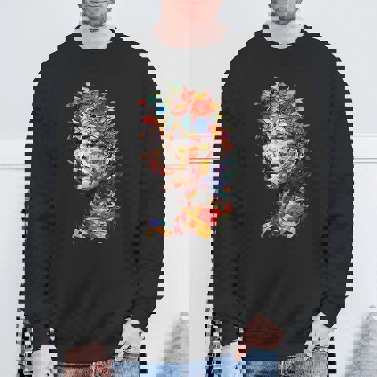 抽象的 カラフルである 花 女 芸術 顔 スウェットシャツ 高齢者への贈り物