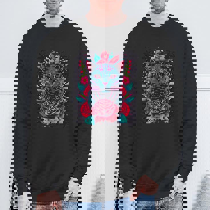 抽象的な猫ポップアートグラフィティ スウェットシャツ 高齢者への贈り物