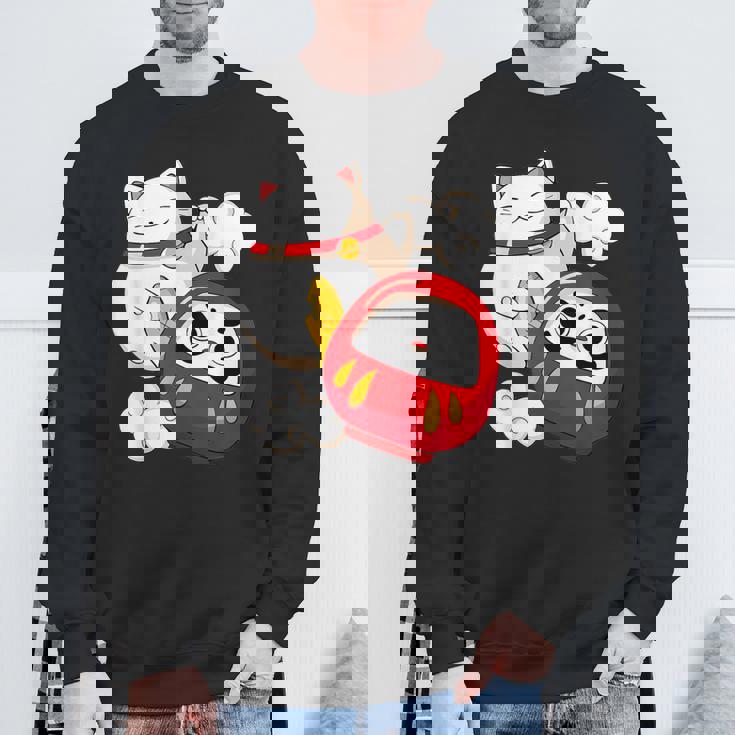 招き猫 招き猫だるま カワイイ スウェットシャツ 高齢者への贈り物