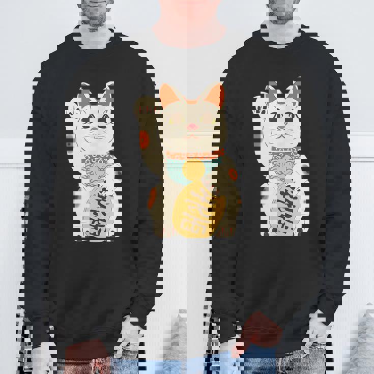 招き猫 日本の招き猫まねき猫日本の幸運猫 スウェットシャツ 高齢者への贈り物