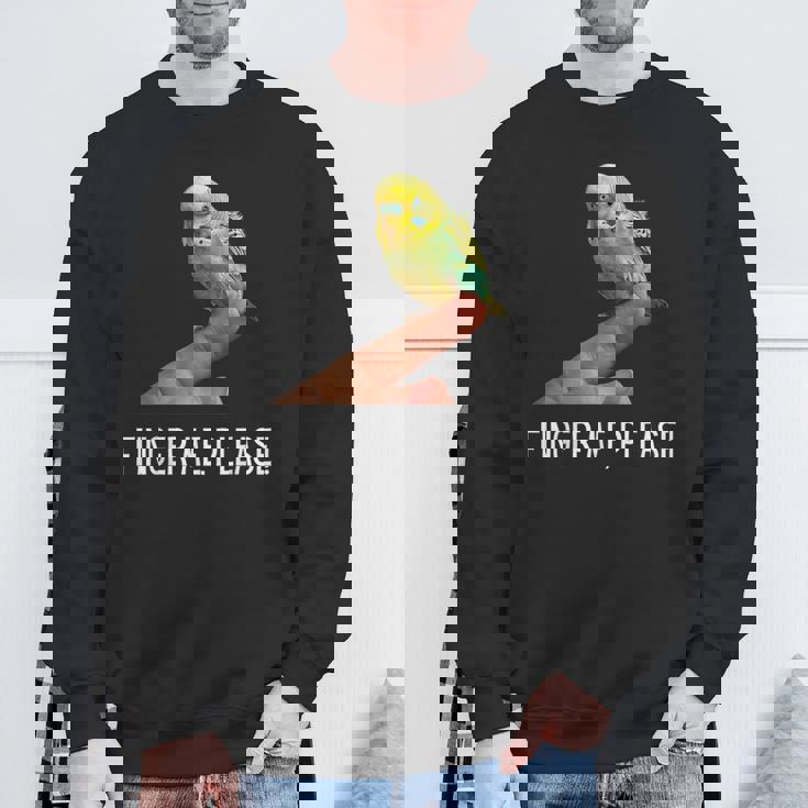 指の上のセキセイインコ 楽しいインコ セキセイインコ 鳥好きのギフト スウェットシャツ 高齢者への贈り物