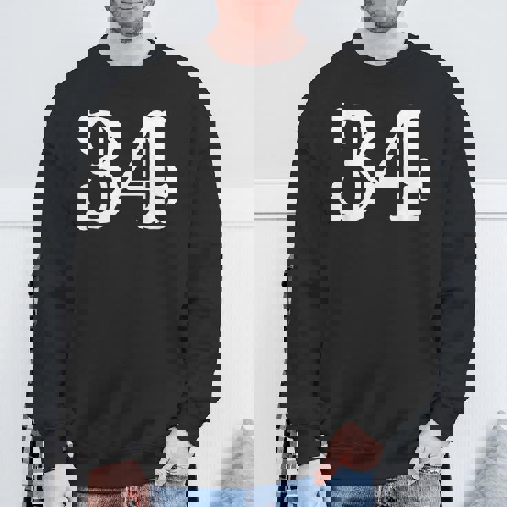 数字 34インチ ホワイト 大 太字 アメリカンウエストスタイル フォント スウェットシャツ 高齢者への贈り物