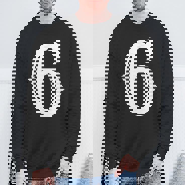 数字 6 インチ 白 大 太字 アメリカ 西部 スタイル フォント スウェットシャツ 高齢者への贈り物