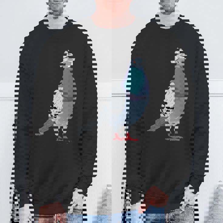 新聞帽子をかぶった鳩 スウェットシャツ 高齢者への贈り物