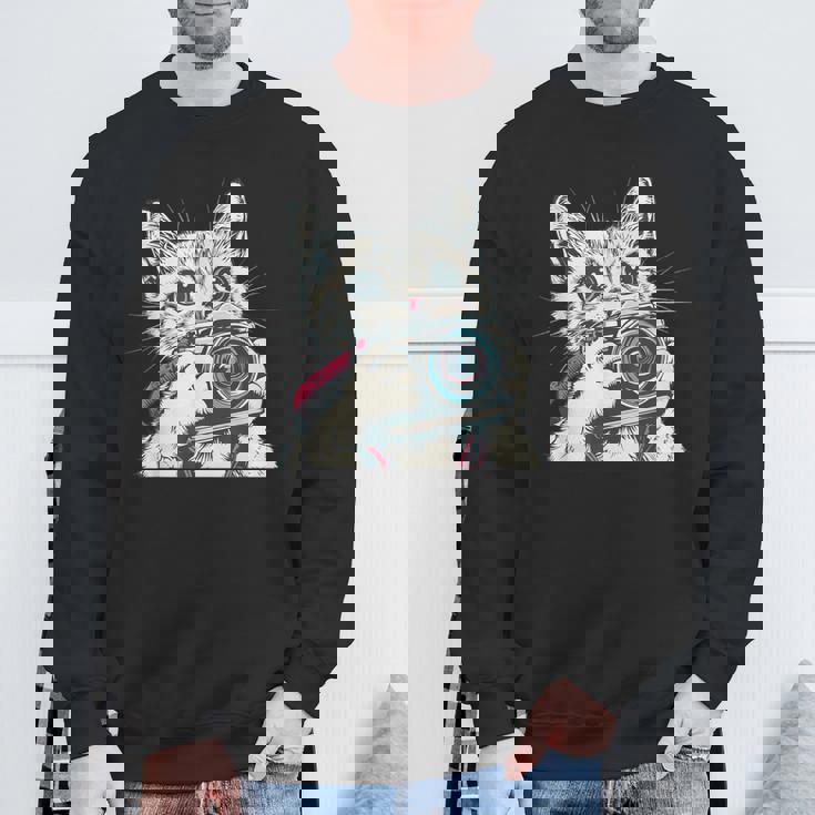 旅行や写真を撮るのに最適なカメラ猫。 スウェットシャツ 高齢者への贈り物