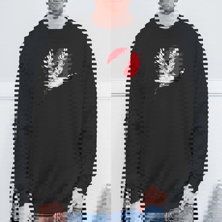 日本のアートフライングクレーンバード スウェットシャツ 高齢者への贈り物