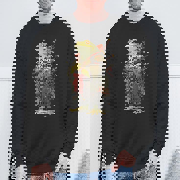 日本の侍カエル スウェットシャツ 高齢者への贈り物