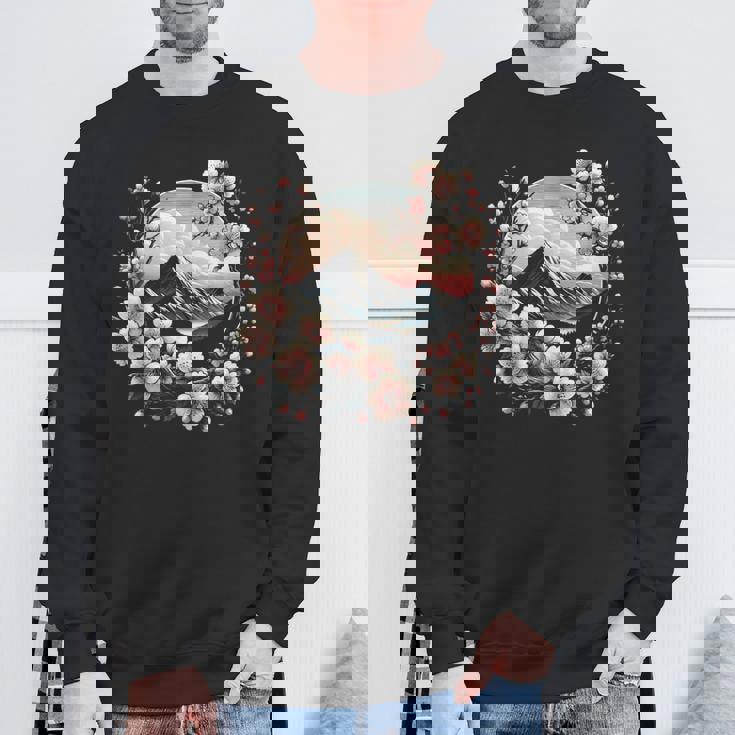 日本の桜 ピンク 桜 富士山 自然 アート スウェットシャツ 高齢者への贈り物