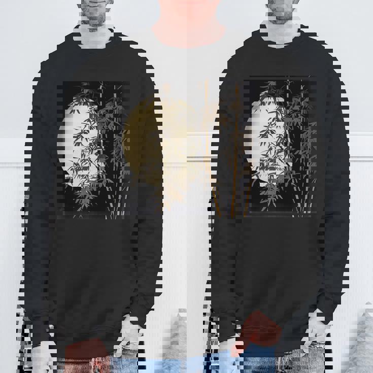 日本の竹と月 長袖tシャツ スウェットシャツ 高齢者への贈り物