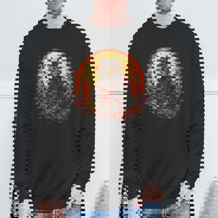 日本の芸術 猫 忍者 浮世絵 アニメスタイル サムライキャット 猫好き 愛猫家 ペット 猫飼い 可愛い ネコ ねこ 猫 スウェットシャツ 高齢者への贈り物