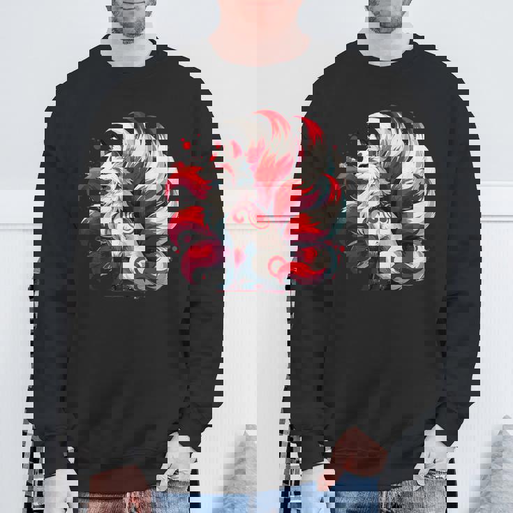 日本アニメ キツネ 九尾 スウェットシャツ 高齢者への贈り物