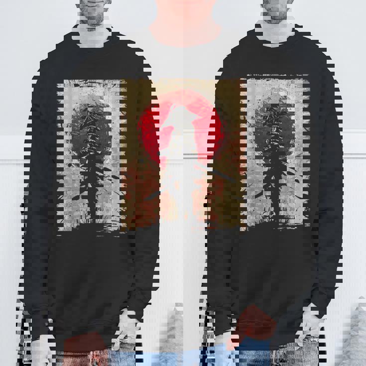 日本アート サムライ ビンテージ ファイター レトロデザイン スウェットシャツ 高齢者への贈り物