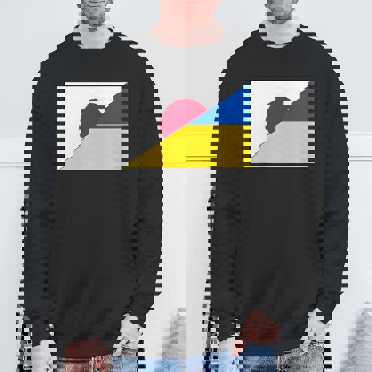 日本ウクライナ国旗日本語ウクライナサポートスタンド付き スウェットシャツ 高齢者への贈り物