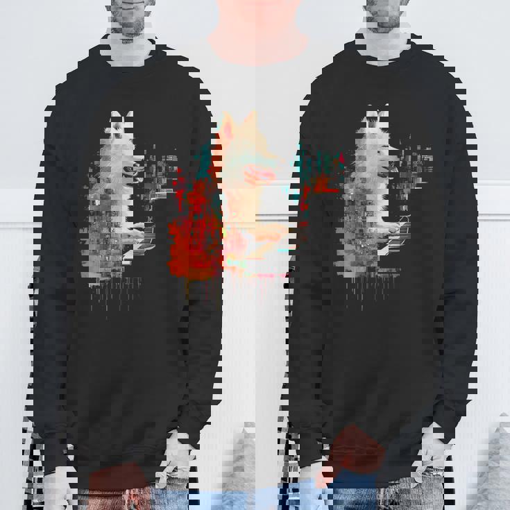 日本スピッツ 犬 モチーフ ペット 幾何学 日本スピッツ スウェットシャツ 高齢者への贈り物