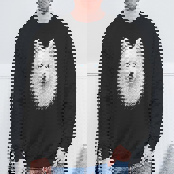 日本スピッツ 犬 モチーフ ペットアート 青い目 日本スピッツ スウェットシャツ 高齢者への贈り物